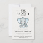 Little Peanut Blue Elephant Baby Shower Invitation (Front)