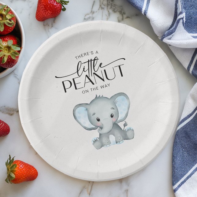 Little Peanut Blue Elephant Baby Shower Paper Plates (Creator Uploaded)