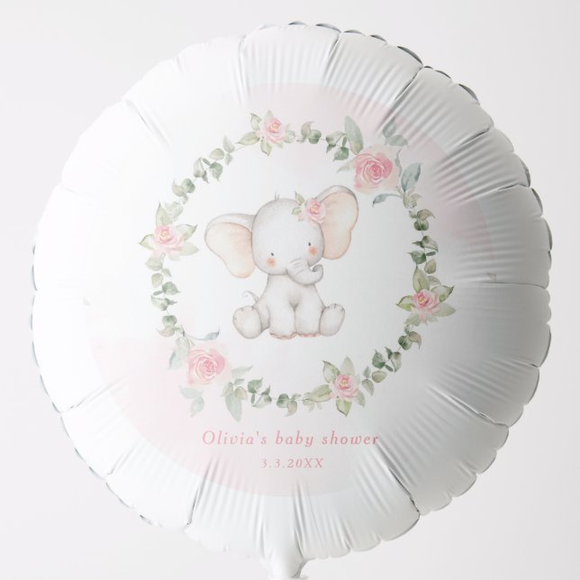 Little peanut blysh pink elephant baby shower balloon (Front)