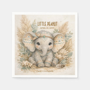 Little Peanut Boho Safari Elephant Boy Baby Shower Napkins