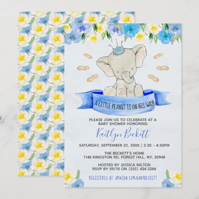 Little Peanut Boys Baby Shower Invitation (Front/Back)
