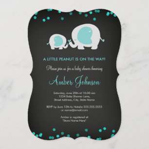 Little Peanut Chalkboard Blue Baby Shower Invite