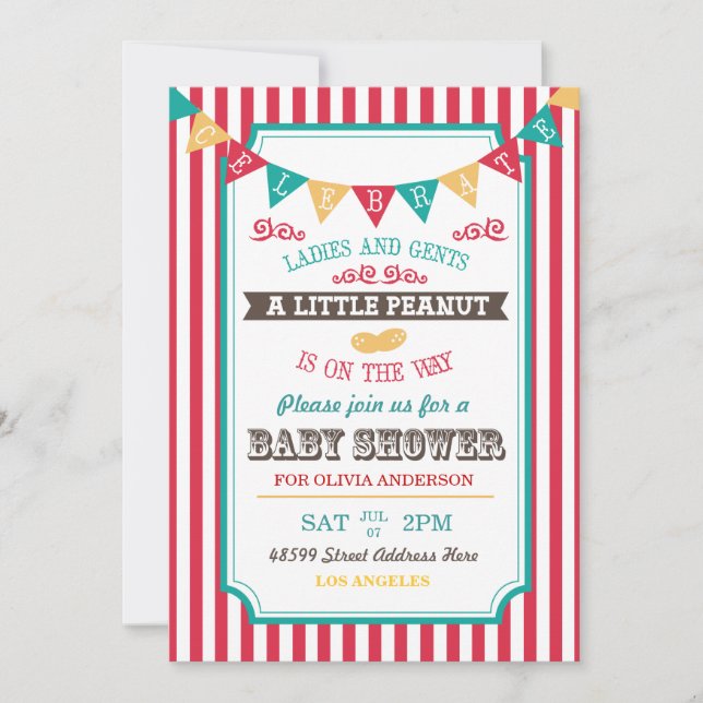 Little Peanut Circus Baby Shower Invite (Front)