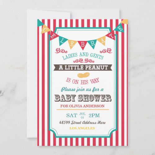Little Peanut Circus Baby Shower Invite