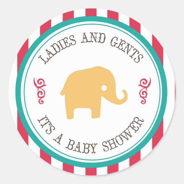 Little Peanut Circus Baby Shower Stickers (Front)