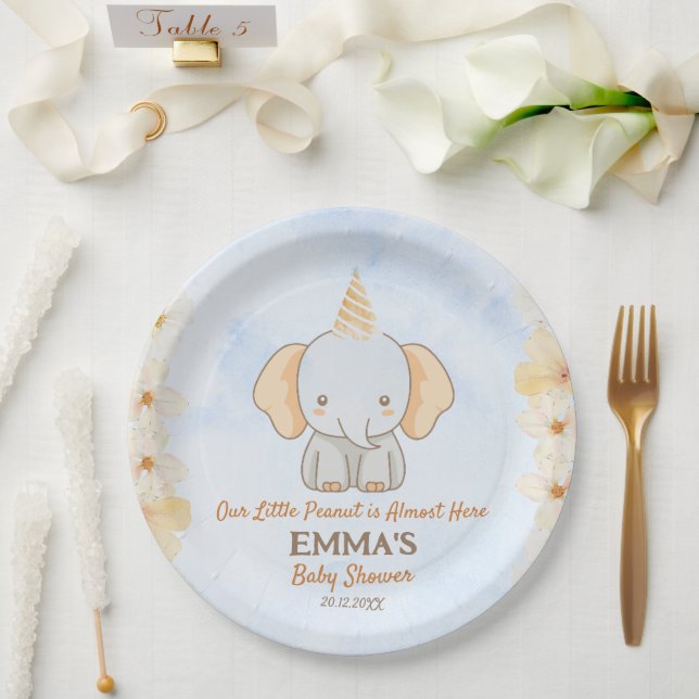 Little Peanut Dreams – Elephant Baby Shower Paper Plates (Wedding)