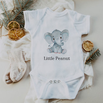 Little Peanut Elephant Baby Bodysuit by SugSpc_Invitations at Zazzle