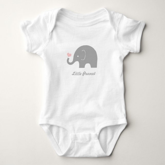 Little Peanut Elephant Baby Bodysuit, Pink Heart Bodysuit (Front)