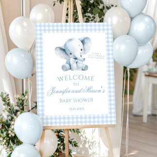 Little Peanut Elephant Baby Boy Shower Welcome Foam Board