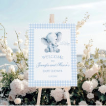 Little Peanut Elephant Baby Boy Shower Welcome