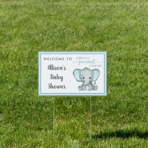 Little Peanut Elephant Baby Boy Shower Welcome Sign