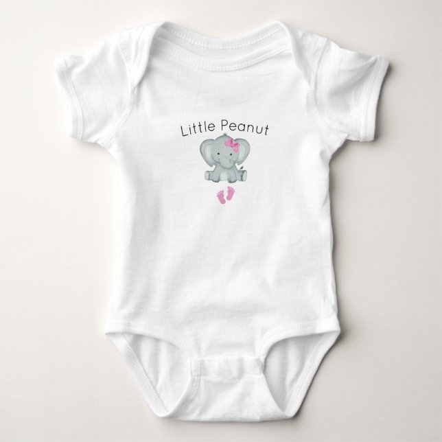 Little Peanut Elephant,baby girl animal lover baby Bodysuit (Front)
