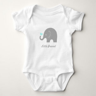 Little Peanut Elephant Baby Romper, Blue Heart Baby Bodysuit