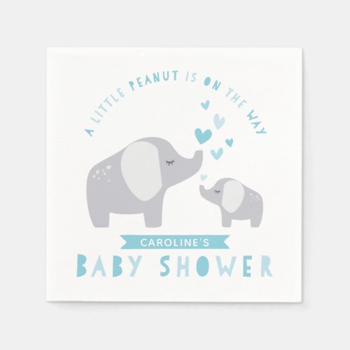Little Peanut Elephant  Baby Shower  Blue Napkins