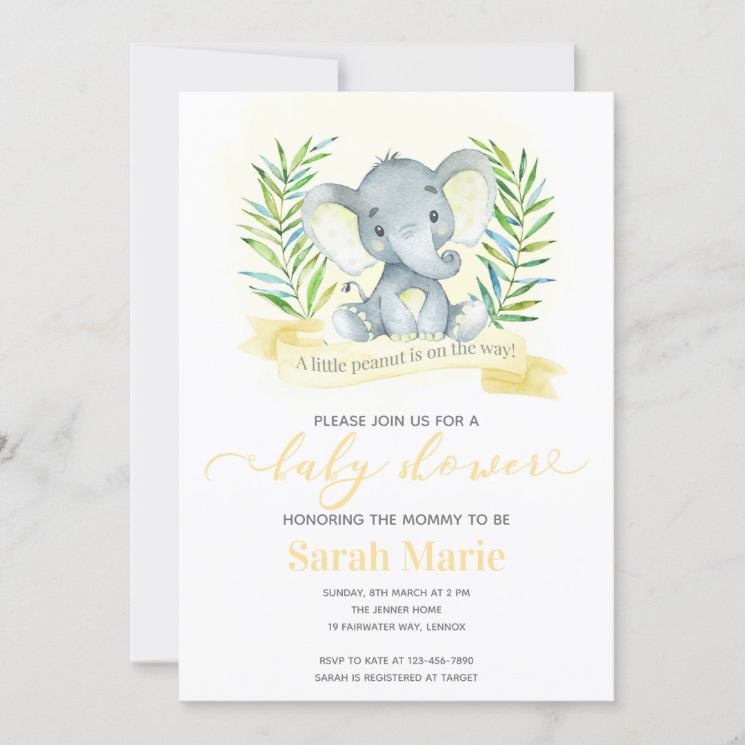 Little Peanut Elephant Baby Shower Invitation Zazzle