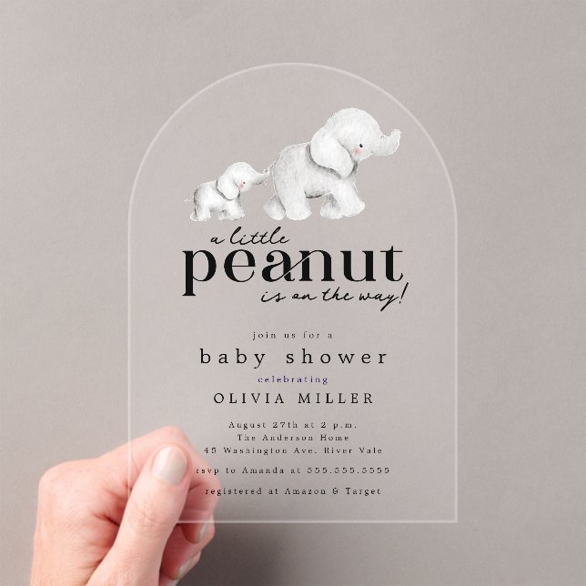 Little Peanut Elephant Baby Shower Invitation (Insitu (Handheld))