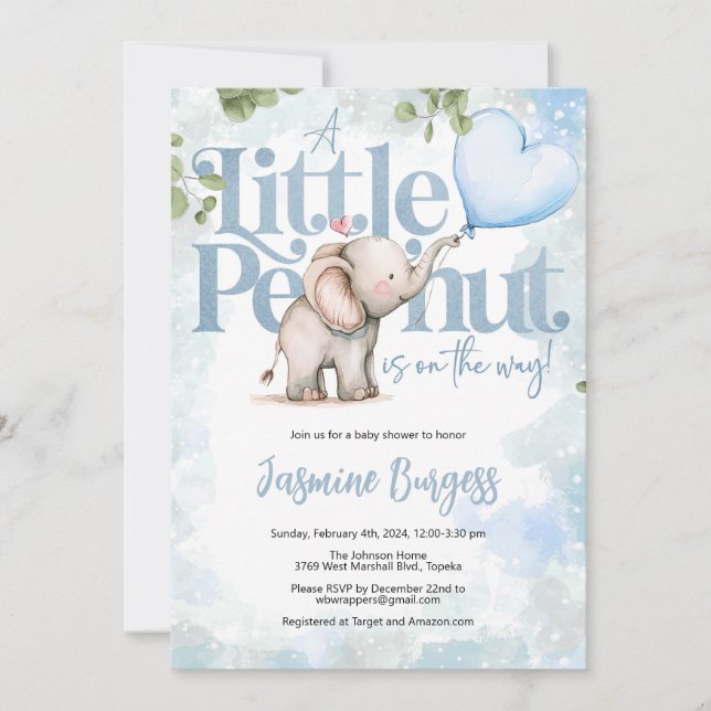 Little Peanut Elephant Baby Shower Invitation (Front)