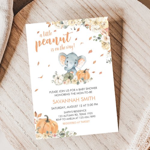 Little Peanut Elephant Baby Shower  Invitation