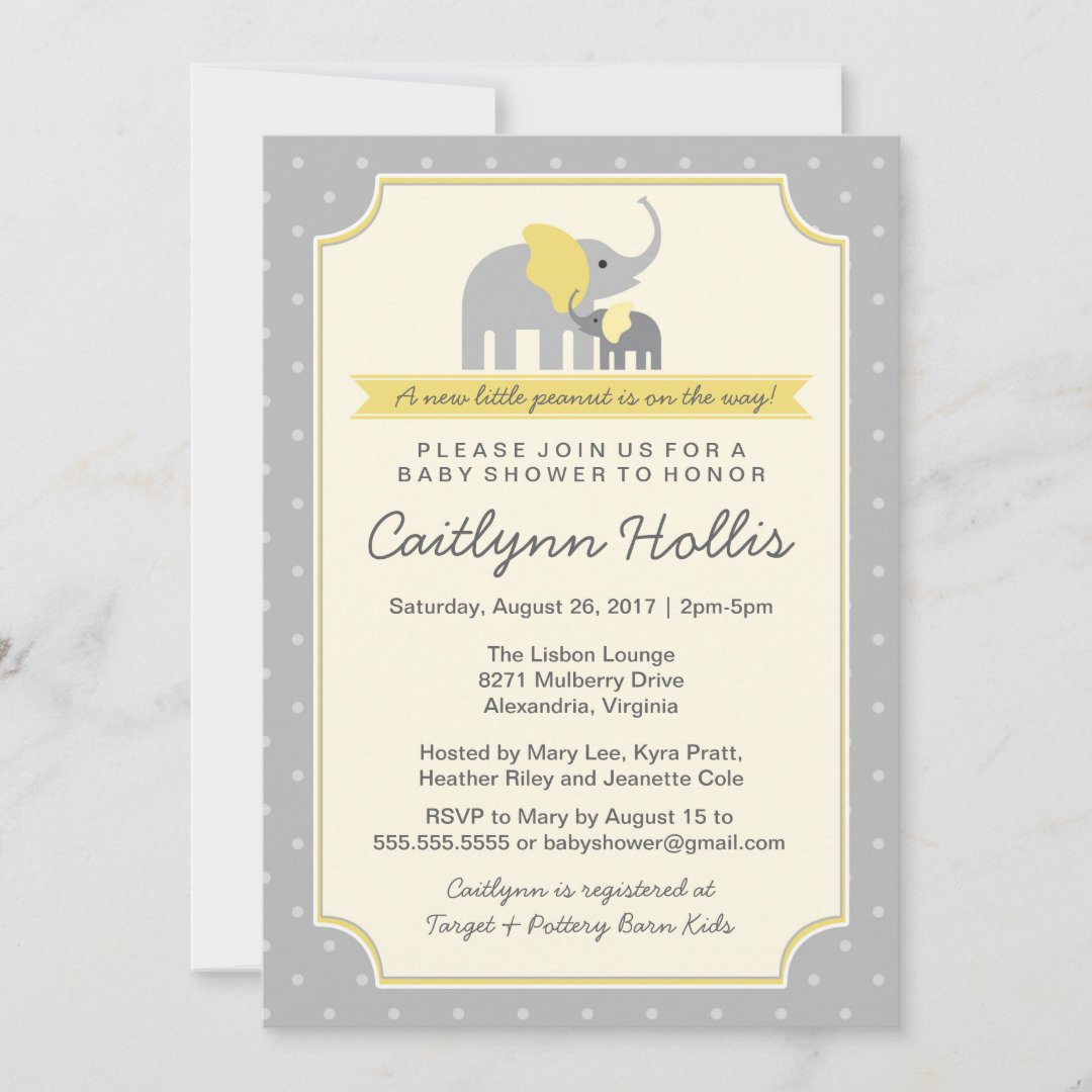 Little Peanut Elephant Baby Shower Invitation Zazzle