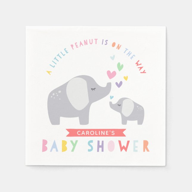 Little Peanut Elephant | Baby Shower | Rainbow Napkins (Front)