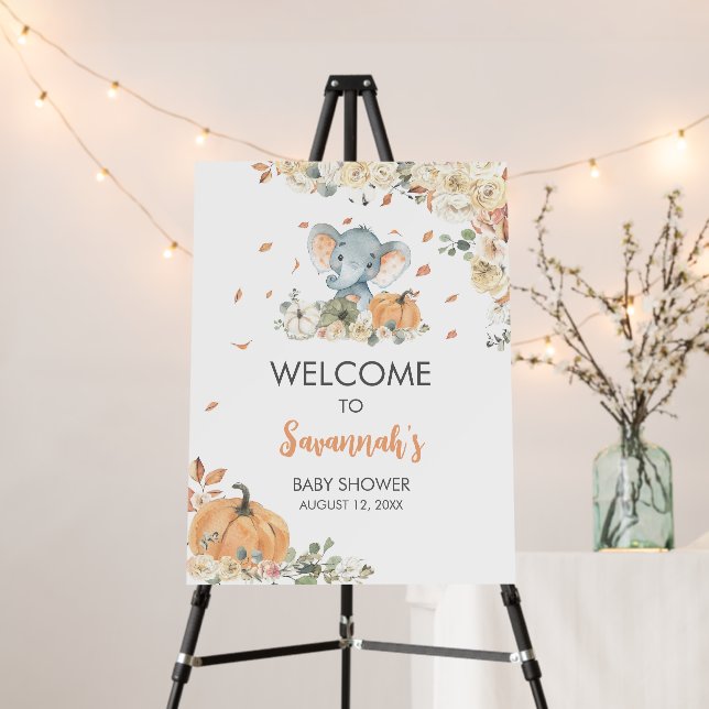 Little Peanut Elephant Baby Shower Welcome Sign (In Situ (Stand))