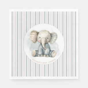 Little Peanut Elephant Blue Striped Baby Shower Napkins