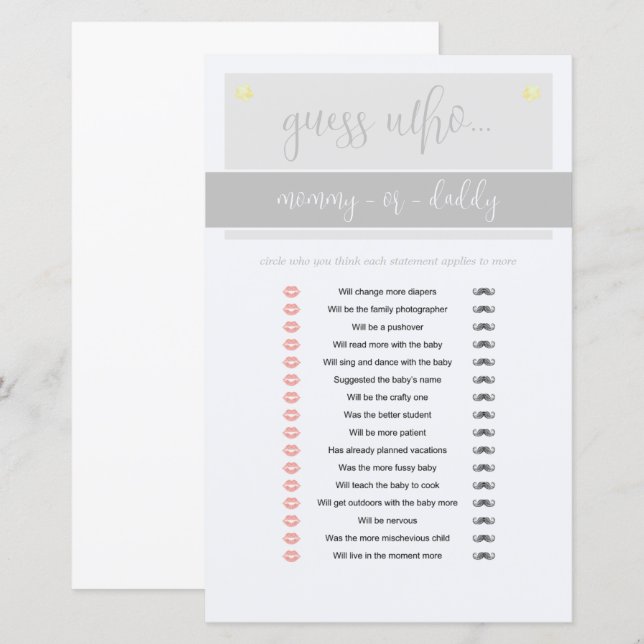 Little Peanut Elephant Boy Baby Shower Game (Front/Back)