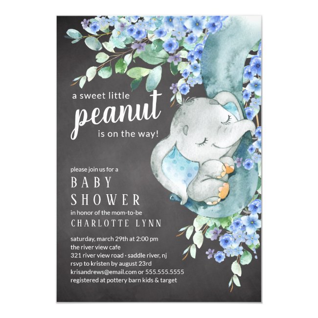 Little Peanut Elephant Boys Baby Shower Invitation