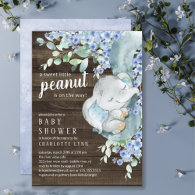 Little Peanut Elephant Boys Baby Shower Invitation