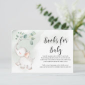 Little peanut elephant greenery books for baby enclosure card (Standing Front)