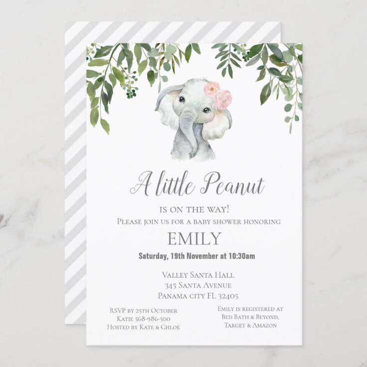 Little Peanut Elephant Invitation Baby Shower Zazzle