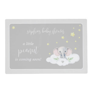 Little Peanut Elephant Light Grey Baby Shower Placemat