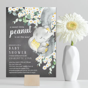 Little Peanut Elephant Neutral Baby Shower Invitation by invitationstop at Zazzle