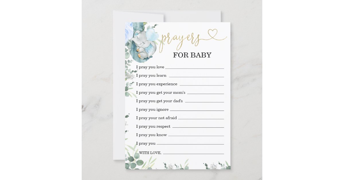 Little Peanut Elephant Prayer For Baby Card | Zazzle