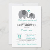 Little Peanut Elephant Teal Baby Shower Invitation (Front)