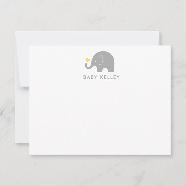 Little Peanut Elephant Thank you Note Yellow Card (Front)