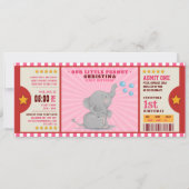 Little peanut elephant Ticket First Birthday Invitation (Front)