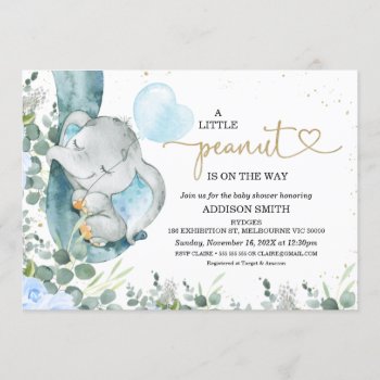 Little Peanut Floral Foliage Elephant Baby Shower Invitation by figtreedesign at Zazzle
