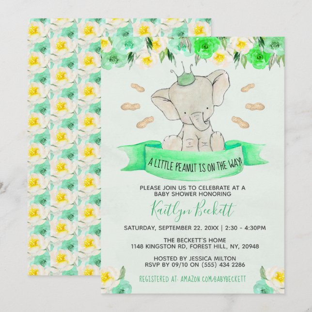 Little Peanut Gender Neutral Baby Shower Invitation (Front/Back)