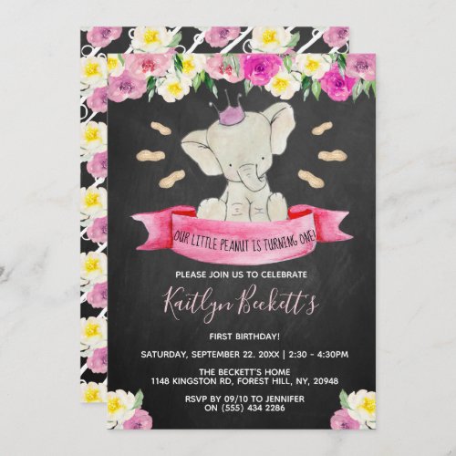 Little Peanut Girls 1st Birthday Invitation