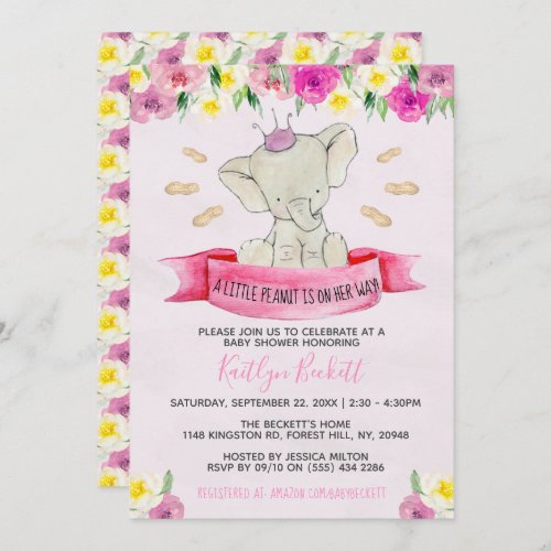 Little Peanut Girls Baby Shower Invitation