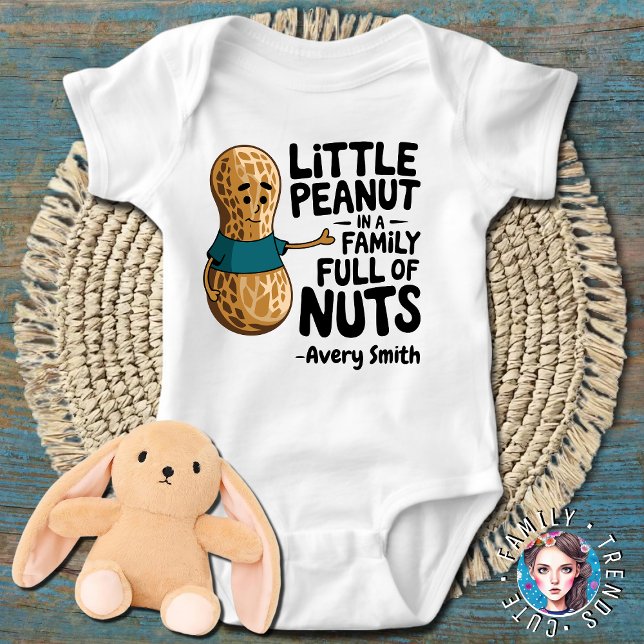 Little Peanut in A Family Full of Nuts Print Baby Bodysuit (Creator Uploaded)