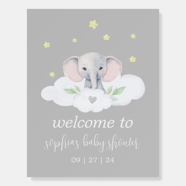 Little Peanut Light Grey Baby Shower Welcome Sign (Front)