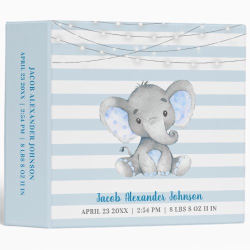 Little Peanut Newborn Baby Boy Blue Elephant Album 3 Ring Binder