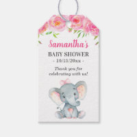 Little Peanut Pink Elephant Baby Girl Shower Favor Gift Tags