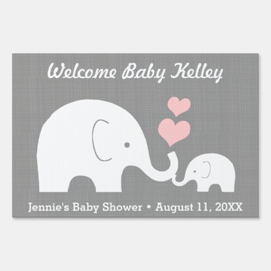 Little Peanut Pink Elephant Baby Shower Lawn Sign Zazzle Com