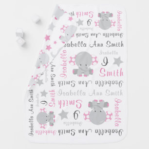 Little Peanut Pink Personalized Name Baby Baby Blanket