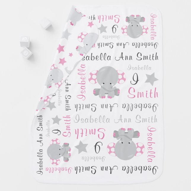 Little Peanut Pink Personalized Name Baby Baby Blanket (In Situ)