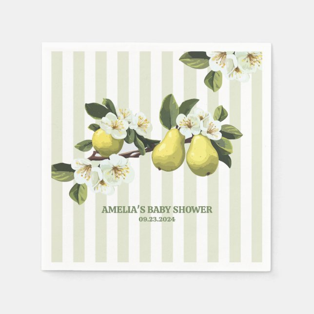 Little Pear Gender Neutral Fruit theme baby shower Napkins (Front)