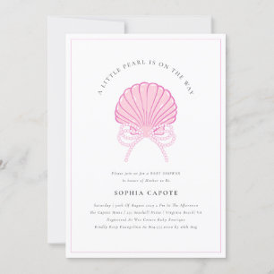 Little Pearl Baby Girl Pink Baby Shower Invitation